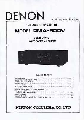Kaufen Service Manual-Anleitung Für Denon PMA-500 V  • 12€