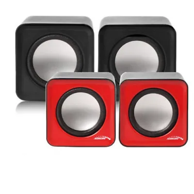 Kaufen Kompakt Mini Stereo-Lautsprecher PC Computer Laptop USB Paar Boxen Schwarz Rot • 5.17€