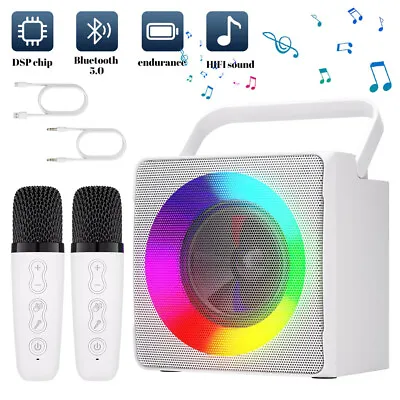Kaufen Karaoke-Spielzeug Mit 2 Mikrofonen,LED Bluetooth Karaoke-Maschine Lautsprecher • 30.90€