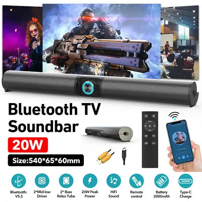 Kaufen Bluetooth5.3 TWS Soundbar Für TV Heimkino 3D Surround Subwoofer Lautsprecher 20W • 40.95€