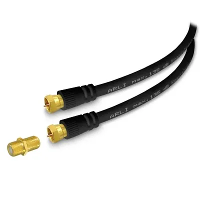 Kaufen 1m Sat Verlängerungskabel HD Anschlusskabel 135 Vergoldet Koax Kabel 4K Schwarz • 6.49€
