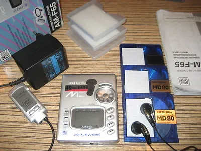 Kaufen Aiwa AM-65 Silber Minidisc Player - Recorder +Sony Walkman Netzteil + 2 MD (384) • 139.98€
