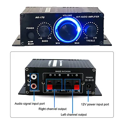 Kaufen AK170 Mini Endstufe HiFi Audio Receiver 2 Kanal 20W+20W Subwoofer • 17.30€
