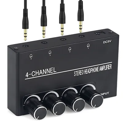 Kaufen Kopfhörer Verstärker 4-Kanal 3.5MM Stereo Audio Verstärker Kopfhörer Splitter • 19.27€