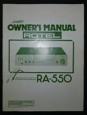 Kaufen Notice Manuel Amplificateur ROTEL RA-550 Hi-Fi Audio Vintage 80's • 5€