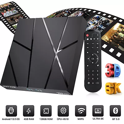 Kaufen Smart TV BOX Android13.0 5G WLAN6 BT5.0 6K HD 32/64/128GB Quad Core Media Stream • 52.99€