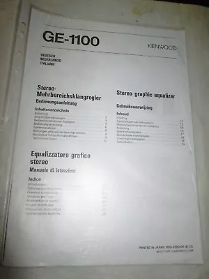 Kaufen Operator‘s Manual-Bedienungsanleitung Für Kenwood Ge-1100 Deutsch • 11.11€
