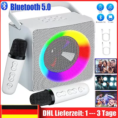 Kaufen 5.0 Bluetooth Lautsprecher RGB Subwoofer USB Tragbar Karaoke Musicbox 2 Mikrofon • 45.99€