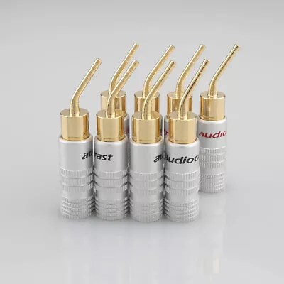 Kaufen 8 Stücke Vergoldet Banana Plug Connector Audiokabel Bananenstecker Adapter 4mm • 8.32€
