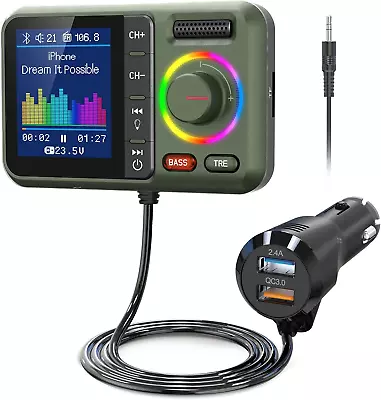 Kaufen Nulaxy Bluetooth Adapter Auto FM Transmitter Bluetooth V5.0 Großer Bildschirm Un • 26.38€