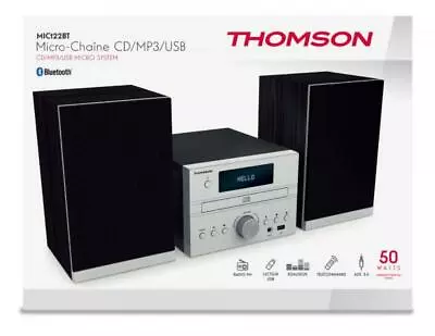 Kaufen Thomson Bluetooth Kompaktanlage MIC122BT USB MP3 FM Radio AUX-IN Silber TH361285 • 145.99€