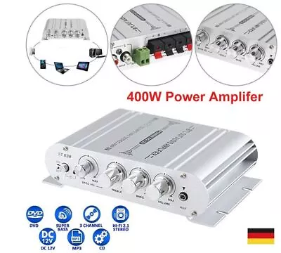 Kaufen 400W Aluminum Hifi Verstärker Stereo 2.1 Kanal Endstufe Auto Amplifier MP3 DVD • 15.49€