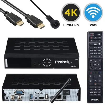 Kaufen Protek X2 Twin 4K UHD H.265 HEVC E2 Linux 2.4 GHz WiFi 2x DVB-S2 Sat Receiver • 299€