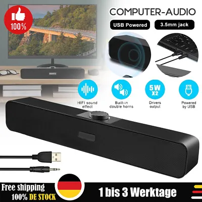 Kaufen TV Soundbar Lautsprecher Stereo Bass Subwoofer Musikbox Soundbox Musik AUX/USB • 17.99€