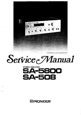 Kaufen Service Manual-Anleitung Für Pioneer SA-508, SA-5800  • 10€