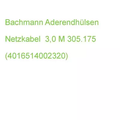 Kaufen Bachmann Aderendhülsen Netzkabel 3,0 M Schwarz 305.175 (4016514002320) • 7.79€