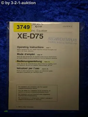 Kaufen Sony Bedienungsanleitung XE D75 Graphic Equalizer (#3749) • 9.49€