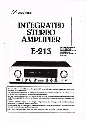 Kaufen Accuphase  Bedienungsanleitung User Manual Owners Manual  Für E-213 Copy • 13.50€