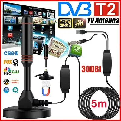 Kaufen DVB-T2 TV Receiver Terrestrische Antenne 5M HD DAB Zimmerantenne + 2x Verstärker • 13.99€