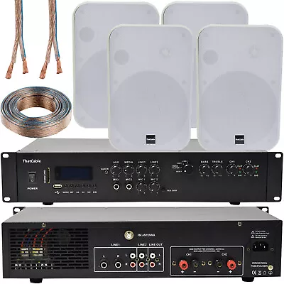 Kaufen 400W Bluetooth Soundsystem 4x Weiß 200W Wand Lautsprecher Kanal HiFi Verstärker • 349.80€