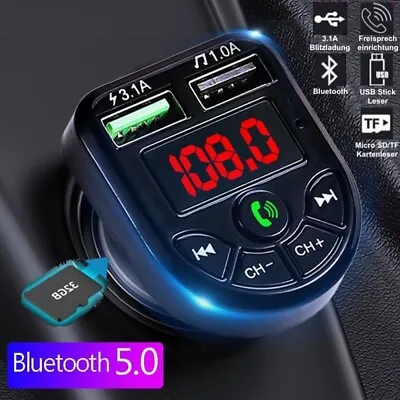 Kaufen FM Transmitter Bluetooth Auto Kfz Radio Adapter Mit Dual USB Ladegerät Für Handy • 7.95€