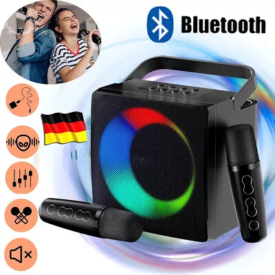 Kaufen Tragbare Karaoke Anlage Mit 2 Mikrofonen Bluetooth Mikrofon Mit Lautsprecher Set • 35.99€