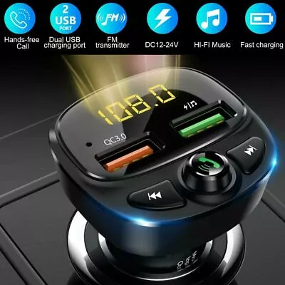 Kaufen FM Transmitter Auto Radio Bluetooth 5.0 Adapter Dual USB Ladegerät Für Handy • 11.99€