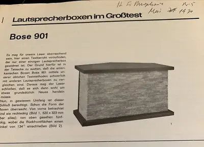 Kaufen Lautsprecherboxen Im Großtest: Bose 901 Aus HIFI-Stereophonie  5/1970 • 25€