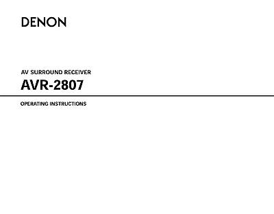 Kaufen Bedienungsanleitung-Operating Instructions Für Denon AVR-2807  • 13€