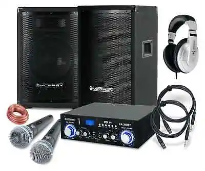 Kaufen PA Anlage DJ Karaoke Sound Lautsprecher Boxen Verstärker Mikrofon Kabel Set 800W • 251.50€