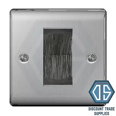 Kaufen BG Gebürsteter Stahl Satin Single 1 Gang Bürste Kabel Eingang Wandplatte Schwarz • 11.64€