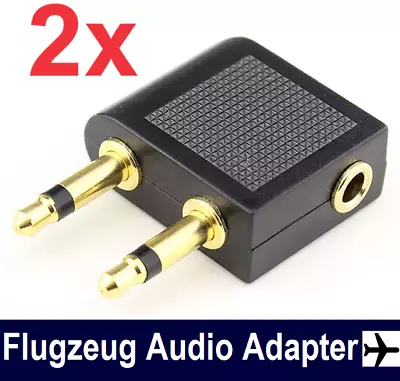 Kaufen 2x Kopfhörer Flugzeugadapter 3,5mm Klinke Audio Anschluss Stecker Adapter Reise • 3.85€