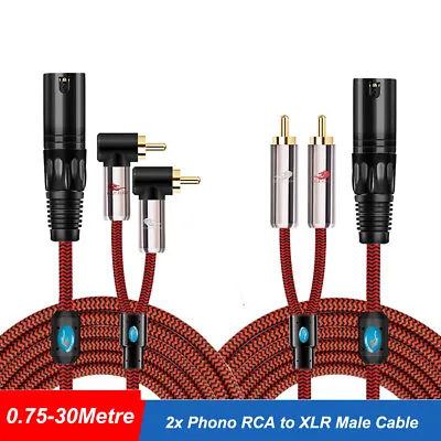 Kaufen 2x Chinch Cinch RCA Male Auf 3pol XLR Männlich Adapter-Kabel 0.75 - 30 Metres • 129.39€