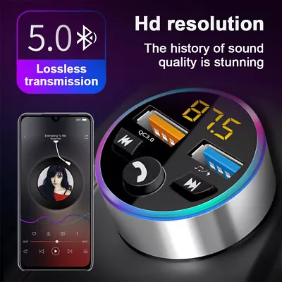 Kaufen FM Transmitter Auto Bluetooth5.0 Kfz Radio Adapter Mp3 Player Dual USB Für Handy • 11.99€