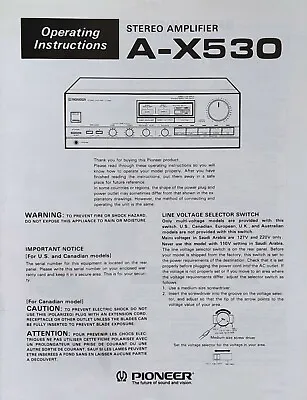 Kaufen Pioneer A-X530 - Stereo Hifi Verstärker Bedienungsanleitung - BENUTZERHANDBUCH  • 6.90€