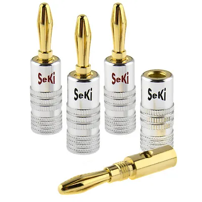 Kaufen 4x SeKi Bananenstecker 4mm Vergoldet Schraubbar Für Lautsprecherkabel Bis 6mm² • 6.50€
