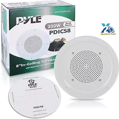 Kaufen Pyle Home PDICS8 Weiß 8   Full Range Decken-Lautsprechersystem Mit Transformator • 46.50€