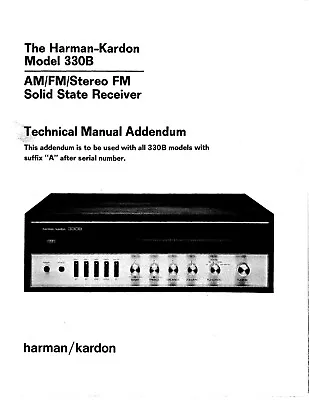 Kaufen Technical Manual-Anleitung Für Harman Kardon 330 B • 12€