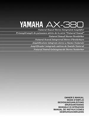 Kaufen Bedienungsanleitung-Operating Instructions Für Yamaha AX-380  • 8.50€