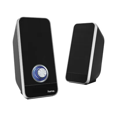 Kaufen Hama 173133 Sonic PC-Lautsprecher Schwarz/Silber 2.0 6 Watt USB Lautstärkeregler • 30.99€