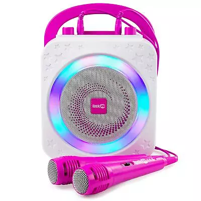 Kaufen Karaoke Anlage Rockjam Bluetooth Musik Audio Player LED Licht 10Watt Pink B-WARE • 19.99€