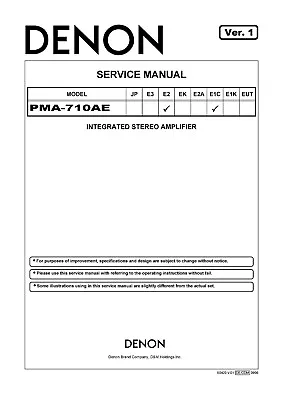 Kaufen Service Manual-Anleitung Für Denon PMA-710 AE  • 12€