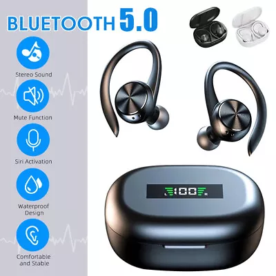 Kaufen TWS Handy Kopfhörer 5.0 HiFi Stereo Sport Kabellos Headset Ohrbügel Mit Mikrofon • 22.99€