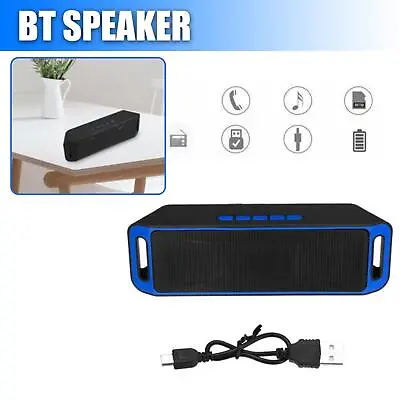 Kaufen 1X Wireless Bluetooth Lautsprecher Tragbar Aussenbereich Stereo Bass USB/TF/FM Radio Blau • 9.90€