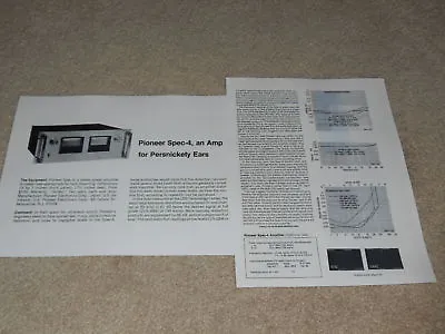 Kaufen Pioneer SPEC-4 Verstärker Review, 2 Pg , 1977, Test, Brille • 10.10€