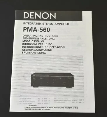 Kaufen DENON PMA-560 Verstärker  Bedienungsanleitung  Sehr Guter Zustand  • 14.95€