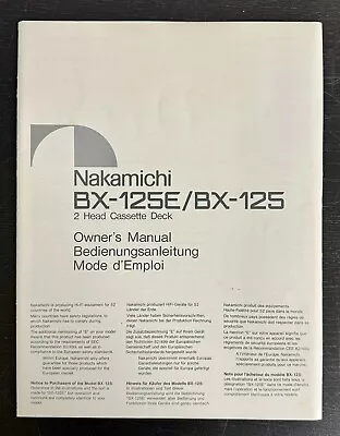 Kaufen Original User Manual For Nakamichi BX-125 And BX-125E • 9.99€