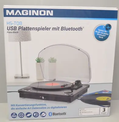 Kaufen Maginon HS-T08 USB PLATTENSPIELER Mit Lautsprecher Und Blutooth Schwarz Neu • 48.13€