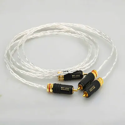 Kaufen Paar Versilbert 7N OCC RCA Signal Cable 24K Vergoldet WBT Stecker Cinch Kabel • 51.17€