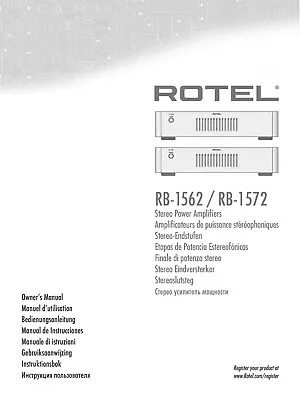 Kaufen Bedienungsanleitung-Operating Instructions Für Rotel RB-1562, RB-1572  • 12€